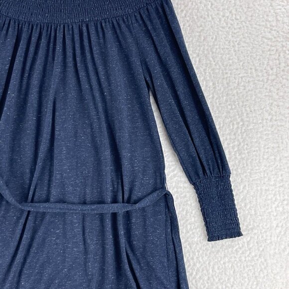 LOFT Blue Smocked Off The Shoulder Dress Womens Long Sleeve Pullover Size SP - Picture 15 of 16